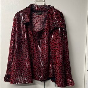 Picadilly Fashion Red and Black Animal Print Sleeveless Top and Jacket